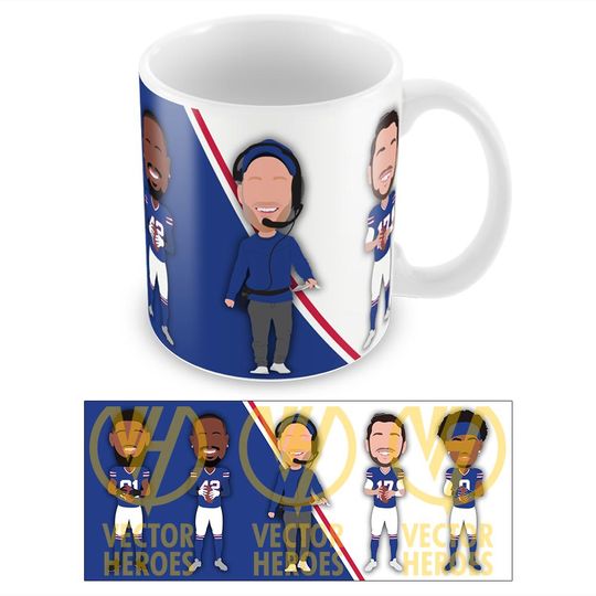 Discover Bills 2024-25 American Football Vector Heroes Mug Cup, Great Buffalo Fans Gift