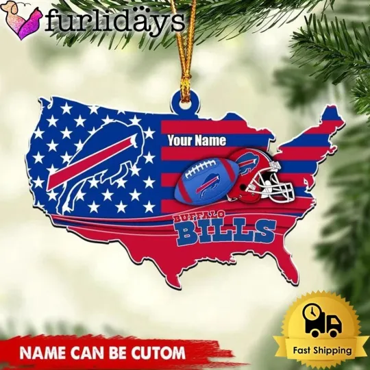 Discover Custom Name Buffalo Team Bills American Flag Logo Team Christmas Ornament