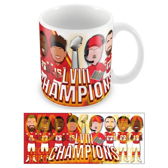 Kansas City Chiefs Champions 2023-2024 Mug Mahomes Kelce Reid Unofficial Team Logo