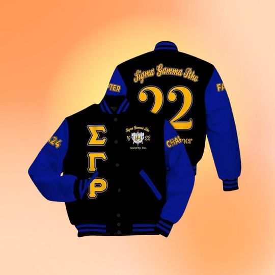 Ireishprint Sigma Gamma Rho Chapter Varsity Jacket, Royal Blue Sleeves Style 1922 Sorority Jacket