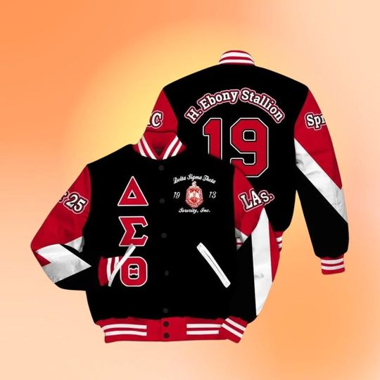 Ireishprint Delta Sigma Theta Chapter Varsity Jacket, Personalized Triangle Black 1914 Sorority Jacket