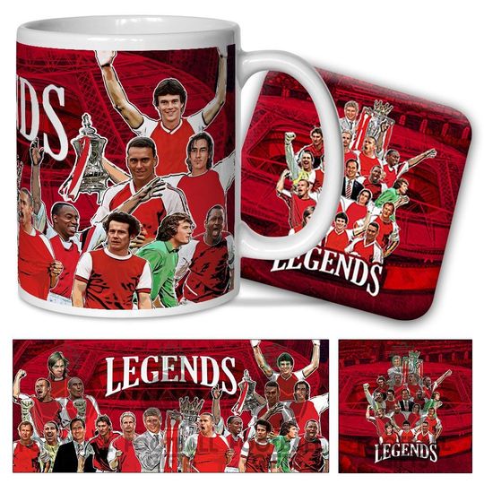 Discover Arsenal Club Legends Printed Mug & Coaster Set Henry Wright Etc Great Xmas Gift For Gunners Fans Club Legends Arsenal Gift Set