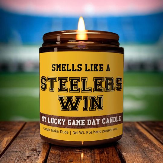 Discover Smells Like a Steeler Win Candle, Pittsburgh Steeler Candle, Game Day Decor, Funny Steeler Fan Gift, Lucky Steeler Candle Unique