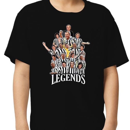 Discover Newcastle Club Legends Kids T-Shirt for Ages 3-13 Featuring Shearer, Ginola, and More