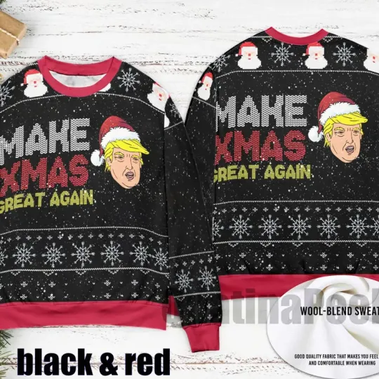 Discover Trump 2025 Ugly Xmas Sweater, Funny President Holiday Gift for Men Women