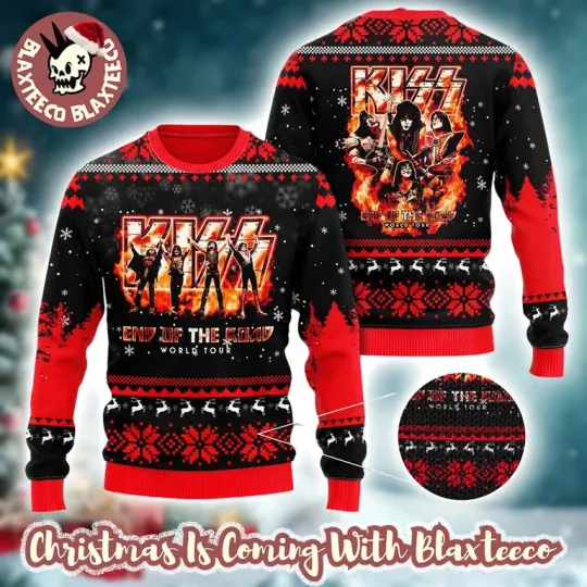 Discover K*iss End of the Road Tribute Ugly Xmas Sweater, Flame Knit Holiday Gift