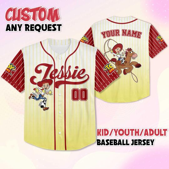 Discover Personalized Jessie Baseball Jersey, Custom Disney Toy Story Jessie Jersey, Family Matching Outfit, Disney Baseball Jersey Sports Outfit