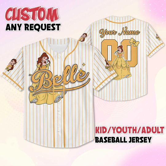 Discover Custom Belle Baseball Jersey, Disney Beauty and the Beast Belle Jersey, Disney Baseball Jersey Sports Cute Gifts For Fans