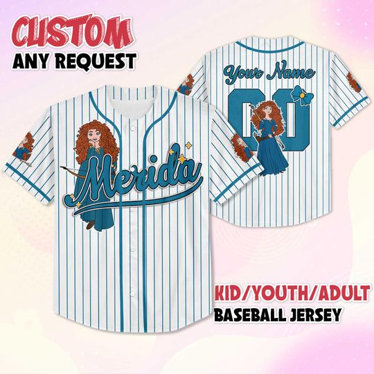 Discover Custom Merida Brave Baseball Jersey, Personalized Princess Merida Baseball Shirt, Brave Fan Gift, Matching Disney Trip Outfit