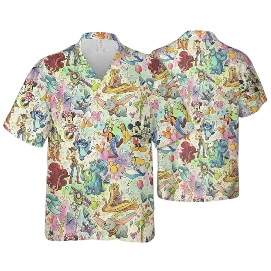 Discover Movies Disney Hawaiian Shirt Mickey Friends Vintage Aloha Shirt, unisex adults