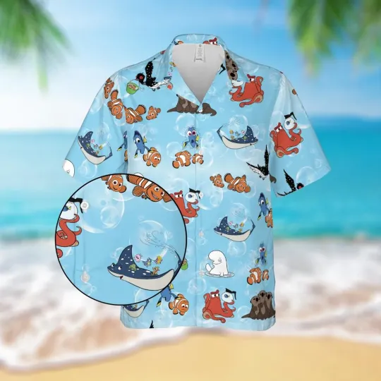 Finding Dory Hawaiian Shirt, Blue Ocean Bubble Pattern, Tropical Beach Vacation