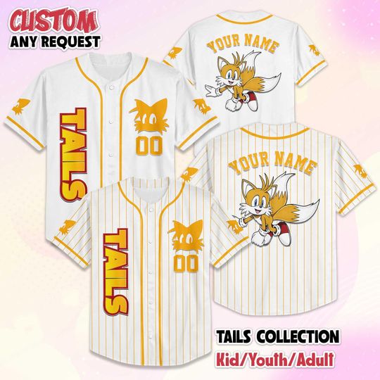 Discover Personalized Tails Baseball Jersey, Custom Sonic The Hedgehog Tails Jersey Shirt, Baseball Team Outfit, Gift For Fans