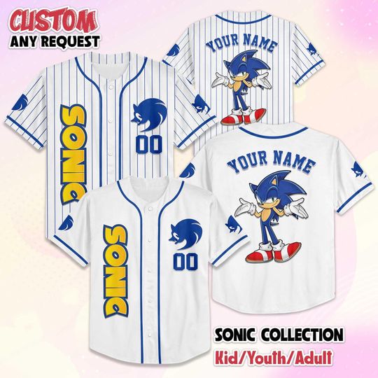 Discover Personalized Sonic the Hedgehog Baseball Jersey, Custom Sonic Baseball Team Shirt, The Hedgehog Outfit, Gift For Fans Family Matching Outfit