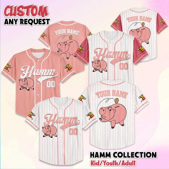 Discover Personalized Hamm Baseball Jersey, Custom Disney Toy Story Hamm Baseball Shirt, Matching Disney Trip Outfit, Disney Birthday Gift