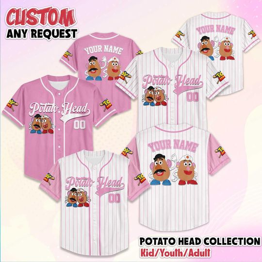 Discover Custom Mr. and Mrs. Potato Head Baseball Jersey, Custom Disney Toy Story Baseball Shirt, Matching Disney Trip Outfit, Disney Birthday Gift