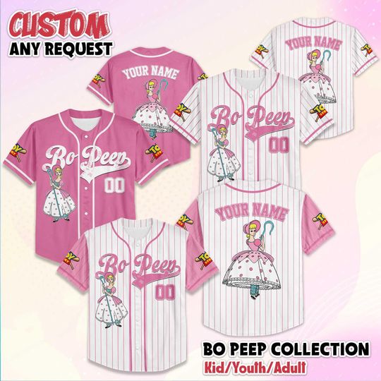 Discover Personalized Bo Peep Baseball Jersey, Disney Toy Story Bo Peep Baseball Shirt, Matching Disney Trip Outfit, Disney Birthday Gift