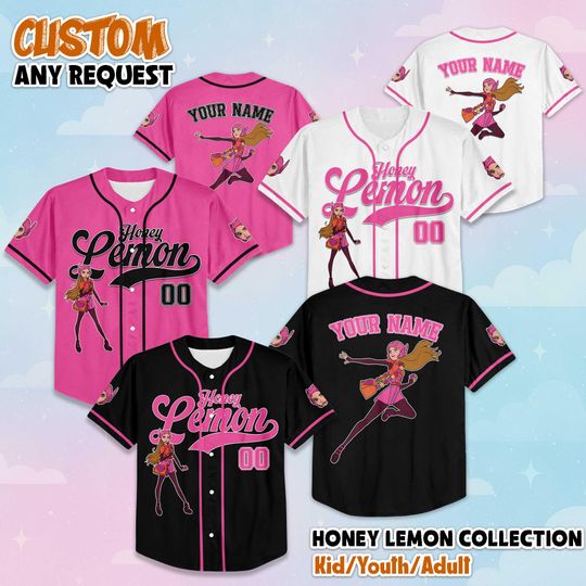 Discover Custom Honey Lemon Baseball Jersey, Personalized Big Hero 6 Shirt, Disney Hero Outfit, Matching Family Jersey, Unique Gift for Fans