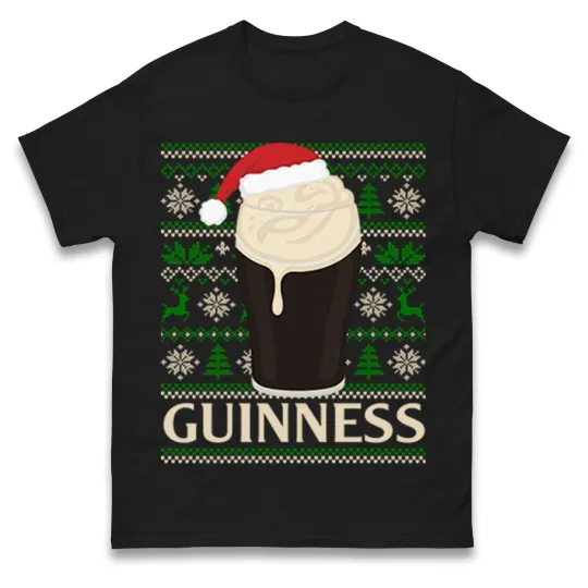 Discover Funny Beer Drinking Christmas T-Shirt, Guinness Pint Xmas Tee