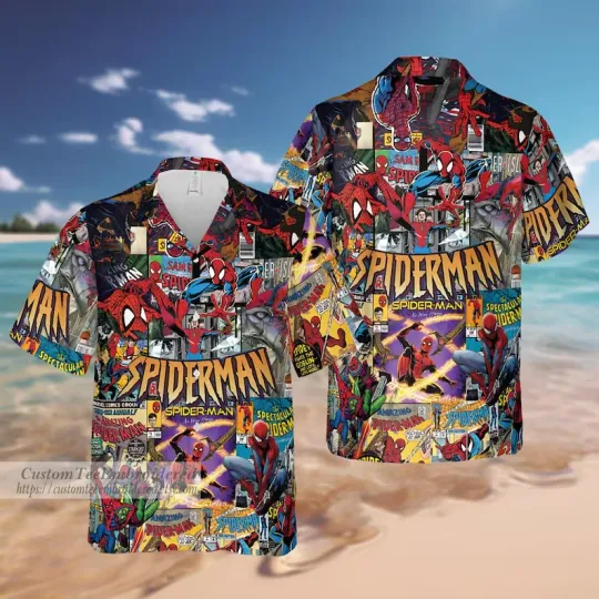 Discover Spiderman Hawaiian Shirt & Shorts: Superhero Movie Comic Book Print
