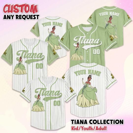 Discover Custom Tiana Princess Baseball Jersey, Custom Disney Princess Shirt, Tiana Disney Outfit, Matching Family Jersey, Disney Park Trip Gift