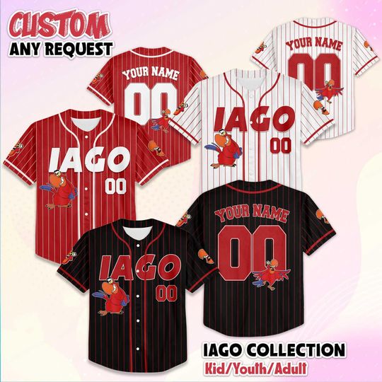 Discover Personalized Aladdin Iago Baseball Jersey, Custom Disney Aladdin Iago Shirt, Matching Family Jersey, Disneyland Trip Gift