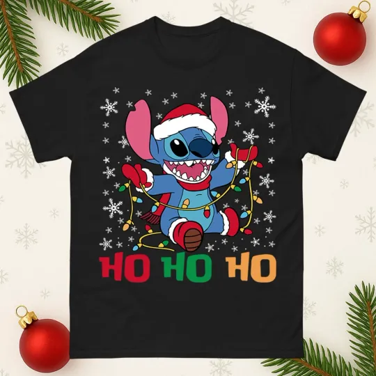 Discover Lilo & Stitch Christmas T-Shirt, Funny Xmas Stitch Ho Ho Ho Tee