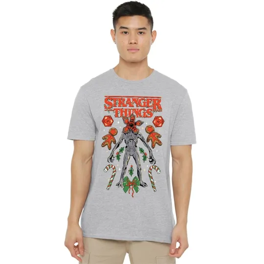 Discover Stranger Things Christmas Demogorgon T-Shirt Dice Canes Cookies Men Women