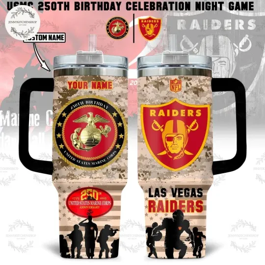 Personalized  Raiders 250th USMC Limited Tumbler