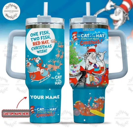 Discover The Cat in stovepipe hat Custom For Kid Name Tumbler