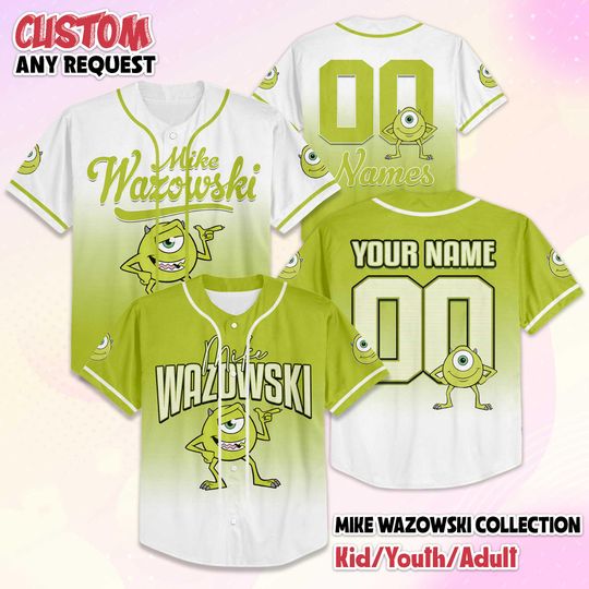 Discover Custom Disney Monster Inc Mike Wazowski Baseball, Custom Baseball Jersey, Gift For Fans Disney, Mike Wasowski, Disney World Shirt