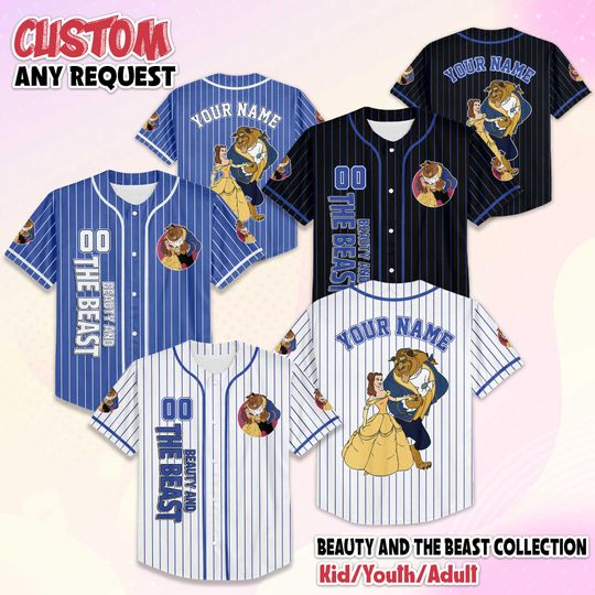 Discover Custom Disney Beauty and the Beast Baseball Jersey, Personalized Beauty and the Beast Jersey Shirt, Magic Kingdom Outfit