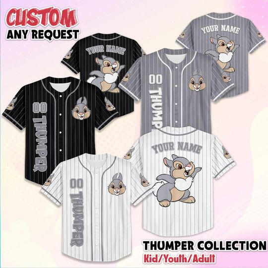 Discover Personalized Disney Thumper Baseball Jersey, Custom Thumper Jersey, Family Matching Outfit, Birthday Gift Idea