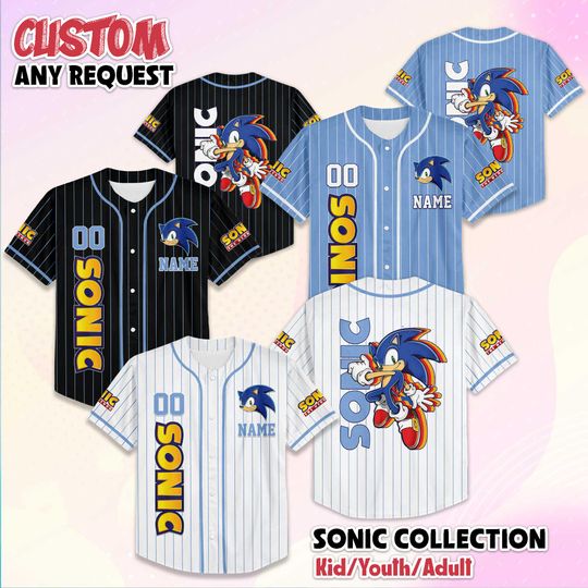 Discover Personalized Sonic Baseball Jersey, Custom Sonic The Hedgehog Baseball Team Shirt, The Hedgehog Outfit, Gift For Fans
