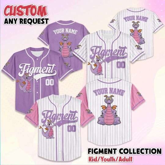 Discover Custom Figment Baseball Jersey, Disney Epcot Shirt, Figment Disney Jersey Outfit, Matching Disney Park Outfit, Custom Gift for Figment Fans