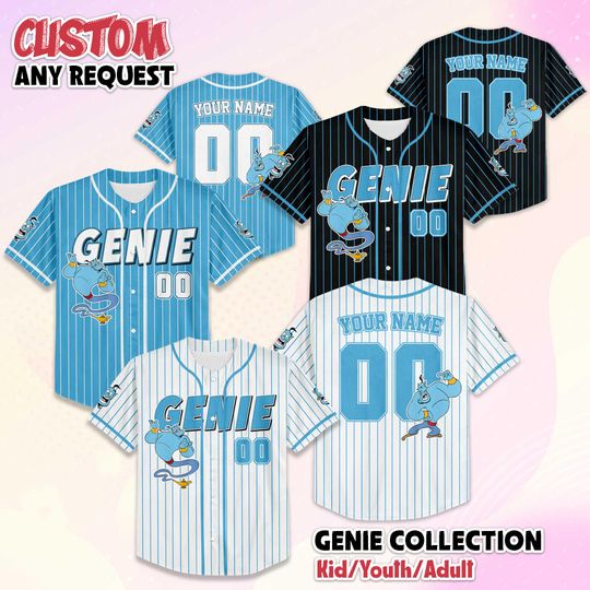 Discover Personalized Aladdin Genie Baseball Jersey, Custom Disney Genie Shirt, Aladdin Disney Outfit, Matching Family Jersey, Disneyland Trip Gift