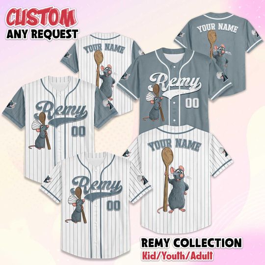 Discover Custom Remy Ratatouille Baseball Jersey, Disney Remy Ratatouille Jersey, Disneyland Baseball Team Outfit, Birthday Gift For Fans