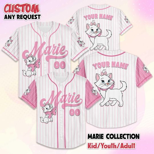 Discover Custom The Aristocats Marie Cat Baseball Jersey, Personalized Disney Marie Cat Jersey, Disney Jersey for Fans