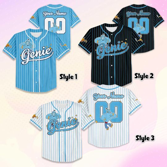 Discover Custom Genie Baseball Jersey, Personalized Disney Aladdin Shirt, Disneyland Baseball Team Outfit, Gift for Disney Fans
