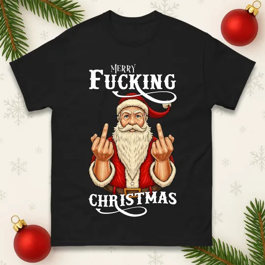 Bad Santa Christmas T-Shirt Funny Rude Holiday Tee
