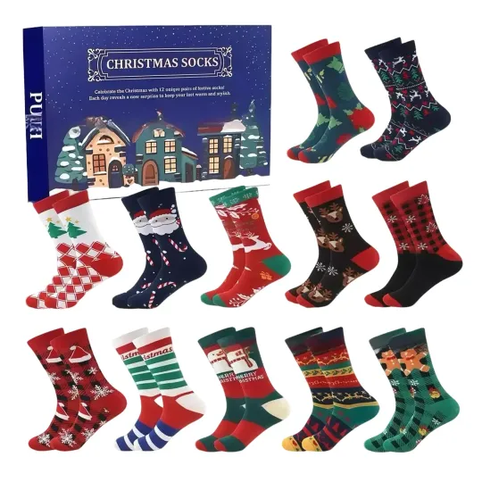 Discover Countdown Christmas Socks Advent Calendar 2025 – 24 Days of Festive 3D Blind Box