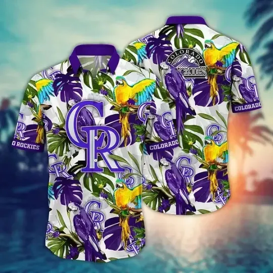 Discover Colorado Baseball Team Rockiess Hawaiian Button Down Shirt Unisex Adults S-5XL