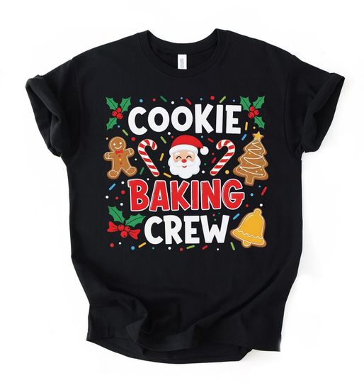 Discover Christmas Cookie Baking Crew Shirt For Family Matching Holiday Outfits Cute Cookie Team Tee For Men Women Kids Holiday Kitchen Fun