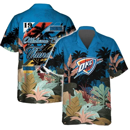Oklahoma City Basketball Team Thunders Hawaiian Button Down Shirt