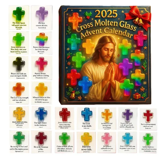 Discover Christmas Countdown Cross Molten Glass Advent Calendar 24 Days 2D Blind Box Gift