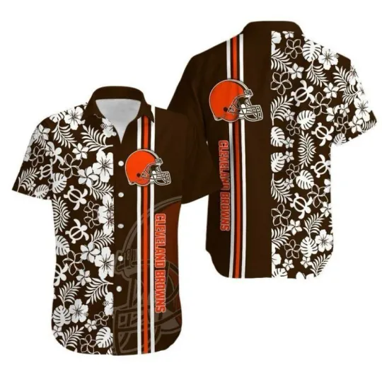 Discover Cleveland Football Team Brownss Hawaiian Button Down Shirt Unisex Adults S-5XL