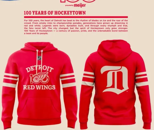 Discover Detroit Red Wing 100 Years Of Hockeytown 3D Hoodie