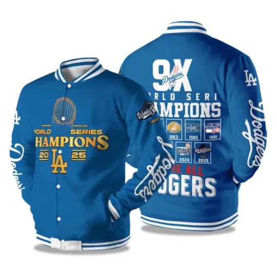 Discover Dodgers 9X World Series Champions 2025 Baseball Jacket