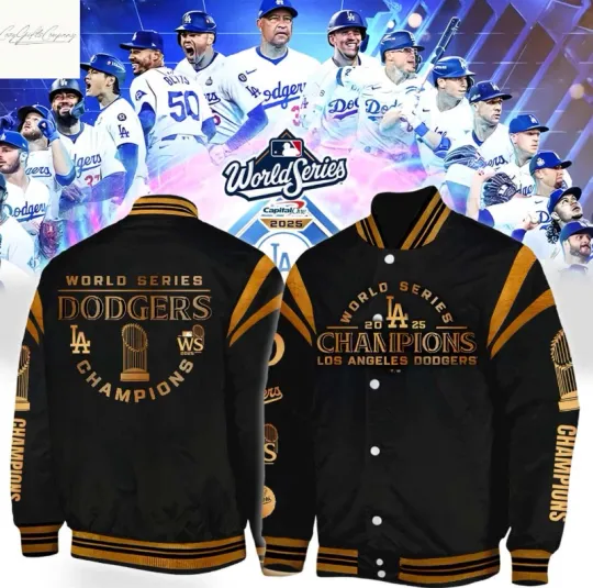Los Angeles Dodger 2025 World Series Champions Black Baseball Jacket