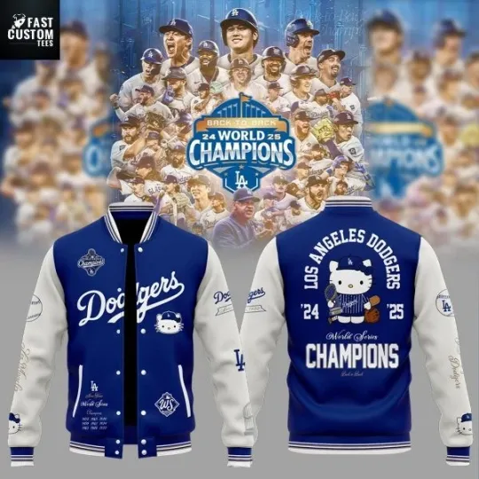 Discover LA Dodgers x Kitty 2025 World Series Champions Baseball Jacket