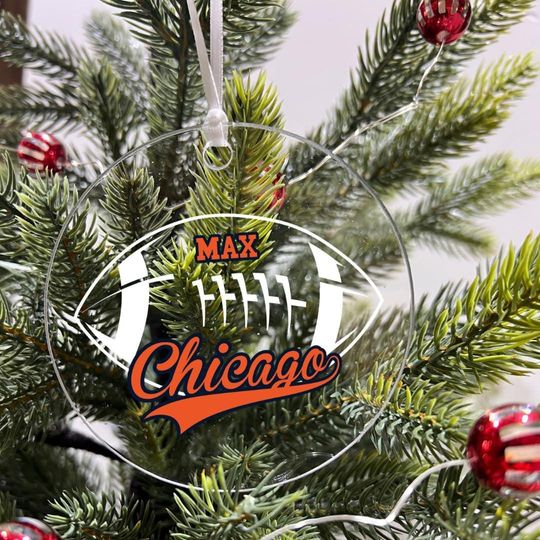 Discover Personalized Acrylic Football Fan Ornament - Chicago Christmas Tree Decoration